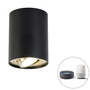 QAZQA Smart plafondspot zwart met goud incl. Wifi GU10 - Rondoo up