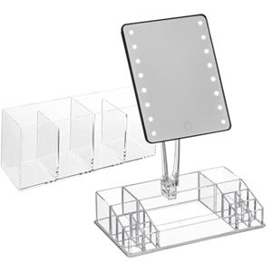 5five Make-up organizer set vakjes 22 x 9,5 x 7 cm cm en een LED spiegel en vakjes set -