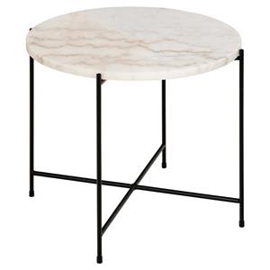 ebuy24 Couchtisch Avila Ecktisch Ø52cm Marmor weiß.