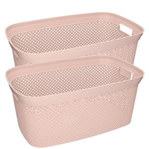Merkloos 3x Roze wasmanden 35 liter 54 x x 23 cm huishouden -