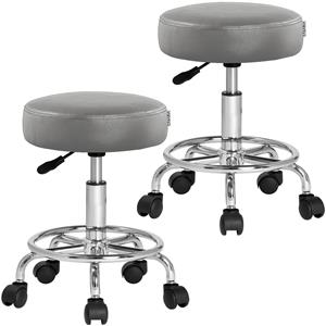 Casaria Rollhocker 2er-Set Kunstleder Grau 360° drehbar