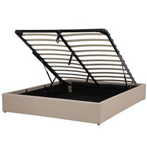 Beliani Bed met opbergruimte stof beige 160 x 200 cm DINAN
