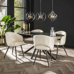 LifestyleFurn Ovale Eettafel Felisa Keramiek, 180 x 90cm - Zwart