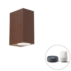 qazqa Smart wandlamp roestbruin IP44 incl. 2 Wifi GU10 - Baleno - Rostbraun