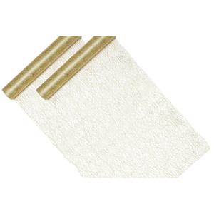 PartyDeco Tafelloper op rol - 2x - goud - mesh stof - 36 x 900 cm -