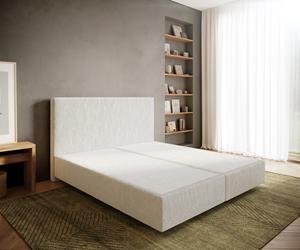 DELIFE Boxspringgestell Dream-Well 180x200 cm Bouclé Creme-Weiß