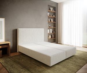 DELIFE Boxspringgestell Dream-Well 160x200 cm Bouclé Creme-Weiß