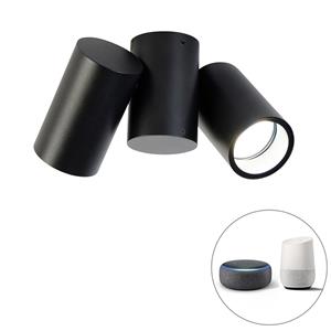 qazqa Smart Spot schwarz verstellbar inkl. 2 Wifi GU10 - Michael - Schwarz