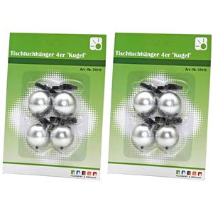 Humbert Tafelkleedgewichtjes/hangers - 8x - zwaar - kunststof - zilver - 3,5 cm -
