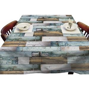 Buiten tafelkleed/tafelzeil blauw houten planken x 250 cm -
