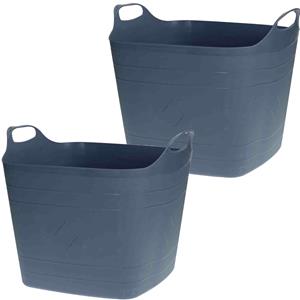 Bathroom Solutions 2x Stuks Flexibele kuip emmers/wasmanden - blauw - liter - vierkant -