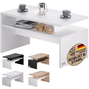 Casaria - Couchtisch mit Ablage Stauraum 92x51x48cm Kratzfest Holz 50kg Belastbarkeit Modern Groß Wohnzimmer Büro Sofa Couch Tisch Beistelltisch weiß