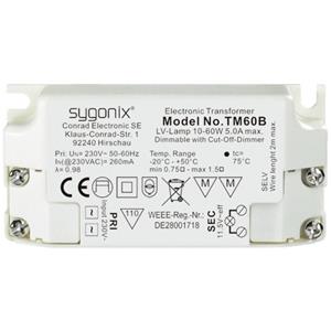 Sygonix SY-5044240 Halogeen transformator 12 V 10 - 60 W Dimbaar met faseafsnijdingsdimmer