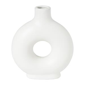 Xenos Donut vaas - wit - 14.5x5x17.5 cm