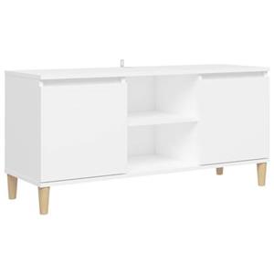 VidaXL Tv-meubel met massief houten poten 103,5x35x50 cm wit