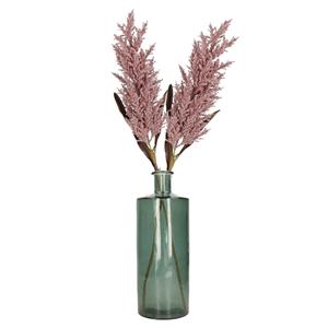 Bellatio Kunstbloemen bloemstuk - 2x pampasgras pluimen boeket in flesvaas - oudroze - 88 cm hoog -