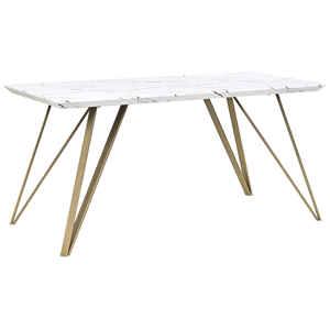 BELIANI Eettafel marmerlook wit/goud 150 x 80 cm MOLDEN