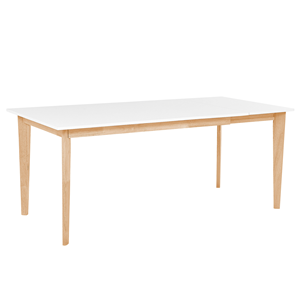 BELIANI Eettafel uitschuifbaar wit/lichtbruin 140 / 180 x 90 cm SOLA