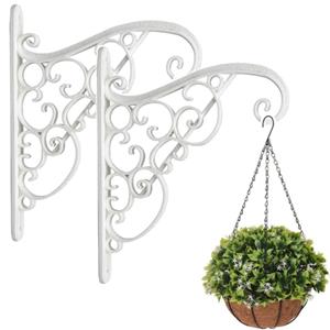 4x Stuks witte Akant sierlijke bloempothangers/bloempot haken van kunststof -