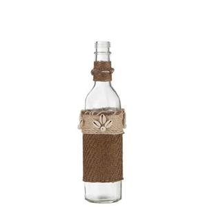 J-Line Fles Decoratie Met Schelpen Glas Bruin