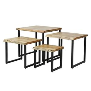 Hoyz Collection Hoyz - Salontafel Edge - Set van 4 - Acacia hout - Bruin