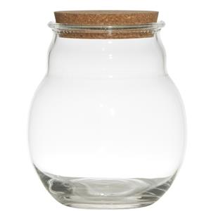 Glazen voorraadpot/snoeppot/terrarium vaas van 17 x 20 cm met kurk dop -