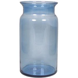 Floran Glazen melkbus vaas/vazen blauw 7 liter smalle hals 16 x 29 cm -