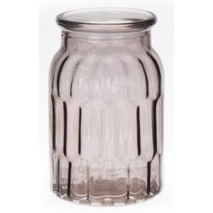 Bellatio Bloemenvaas klein - grijs - transparant glas - D10 x H16 cm -