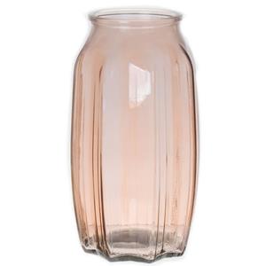 Bellatio Bloemenvaas - taupe/bruin - transparant glas - D12 x H22 cm -