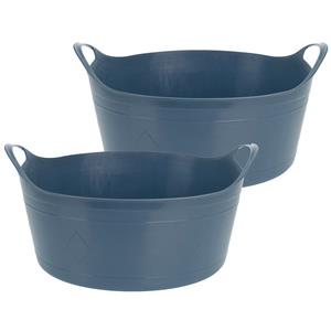 Excellent Houseware Flexibele emmer - 2x - blauw - 15 liter - kunststof - x 17 cm -