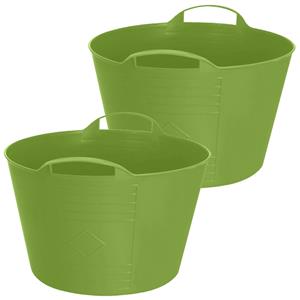 Excellent Houseware Flexibele emmer - 2x - groen - 15 liter - kunststof - 35 x 29 cm -