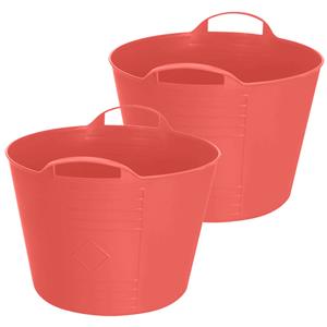 Excellent Houseware Flexibele emmer - 2x - rood - 15 liter - kunststof - 35 x 29 cm -