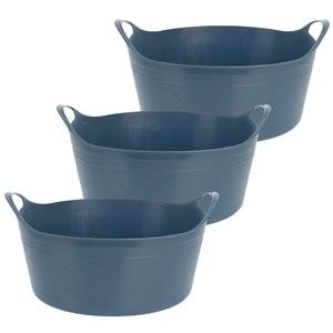 Excellent Houseware Flexibele emmer - 3x - blauw - 15 liter - kunststof - x 17 cm -