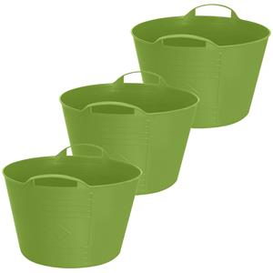 Excellent Houseware Flexibele emmer - 3x - groen - 15 liter - kunststof - 35 x 29 cm -