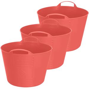 Excellent Houseware Flexibele emmer - 3x - rood - 15 liter - kunststof - 35 x 29 cm -