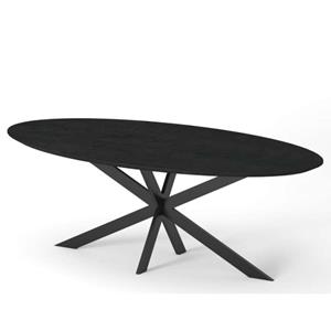 I-Catchers Eettafel ovaal eiken fineer zwart | 240 x 120 x 81 cm | Lang | Kruispoot