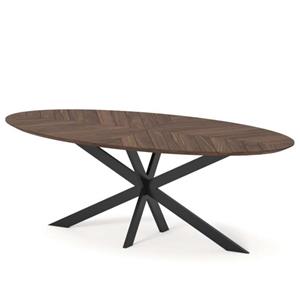 I-Catchers Eettafel ovaal walnoot fineer | 240 x 120 x 81 cm | Visgraat | Kruispoot