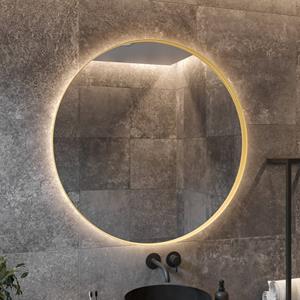 Gliss Design Athena ronde spiegel mat goud 80cm met verlichting en verwarming