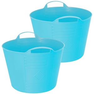 Excellent Houseware Flexibele emmer - 2x - blauw - 27 liter - kunststof - x 35 cm -