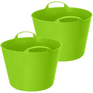 Excellent Houseware Flexibele emmer - 2x - groen - 27 liter - kunststof - x 35 cm -