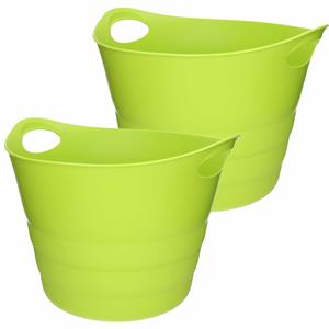 Excellent Houseware Flexibele emmer - 2x - groen - 43 liter - kunststof - 45 x cm -