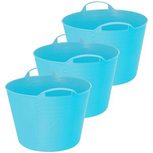 Excellent Houseware Flexibele emmer - 3x - blauw - 27 liter - kunststof - x 35 cm -