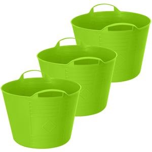 Excellent Houseware Flexibele emmer - 3x - groen - 27 liter - kunststof - x 35 cm -