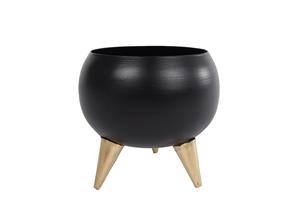 Massamarkt Bloempot Wendy (pot8,5) Zwart/goud Metaal 10x10x10cm