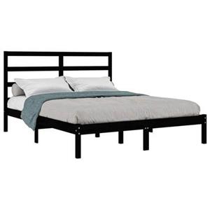 VidaXL Bedframe massief hout zwart 150x200 cm 5FT King Size