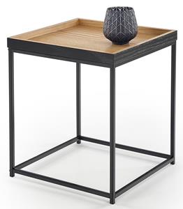 Home Style Vierkante salontafel Yava 42x49x42 cm breed in natuurlijk eiken met zwart