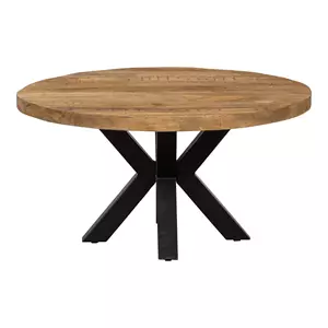 Industrielemeubelshop Mangohouten salontafel Sligo met rond blad en matrixpoot