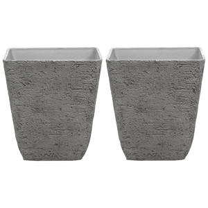 BELIANI Bloempot set van 2 grijs 49x49x53 cm DELOS