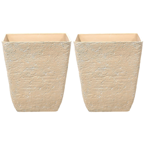 BELIANI Bloempot set van 2 beige 49x49x53 cm DELOS