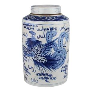 Fine Asianliving Chinese Gemberpot Blauw Wit Porselein Handgeschilderd